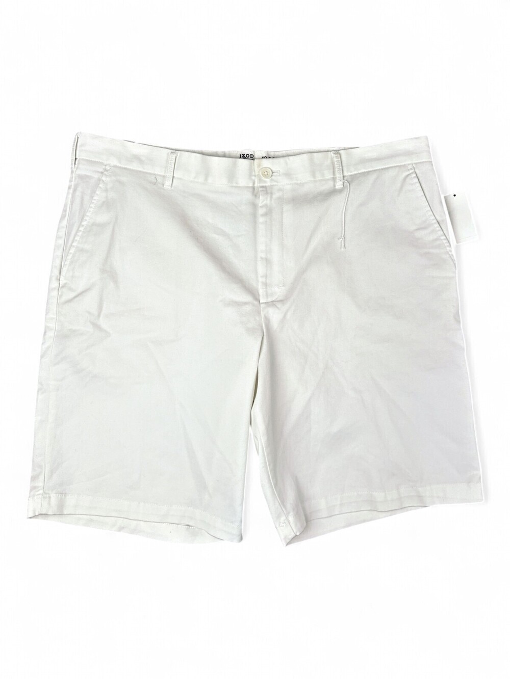 Izod Mens Saltwater Stretch Chino Shorts White Size 40 Hybrid Golf Casual